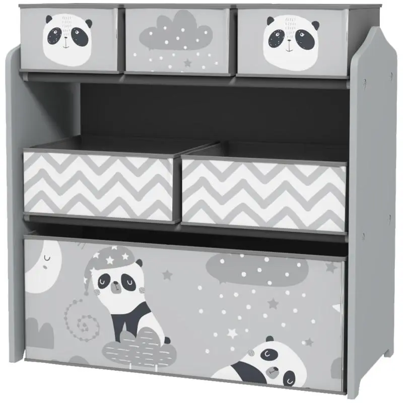 Children’s Toy Storage Unit with 6 Fabric Bins
