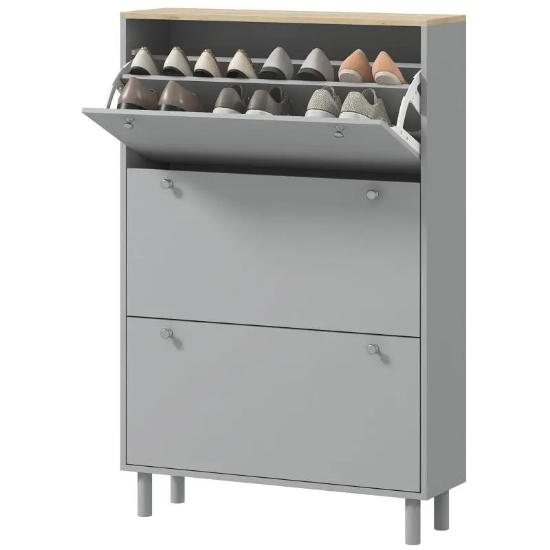 24-Pair Shoe Cabinet with 3 Tilt-Out Compartments