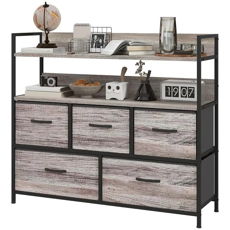 Industrial Storage Unit with 5 Fabric Drawers