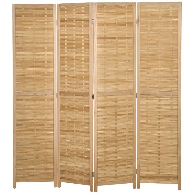 4-Panel Folding Bamboo Room Divider