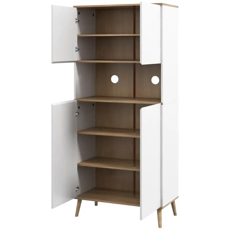 Kitchen Storage Cabinet with 2 Cupboards and Open Compartment