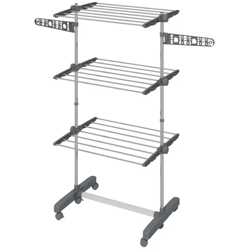 3-Tier Folding Clothes Drying Rack with Wheels