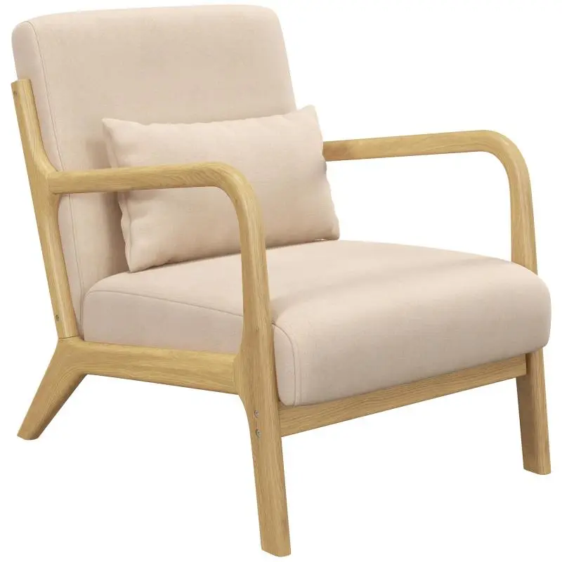 Lounge Chair with 3 Cushions, Beige