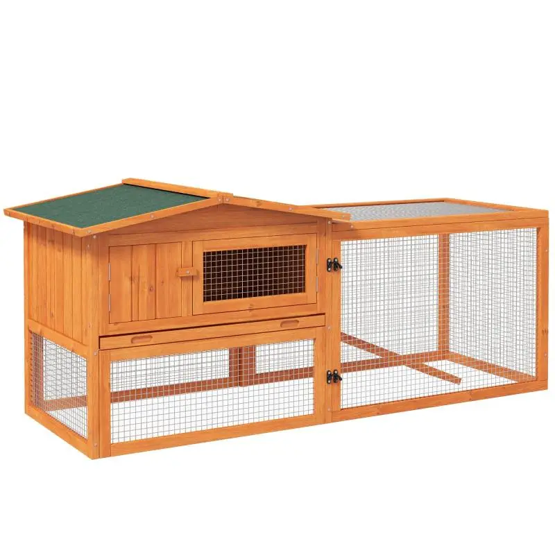 Rabbit Hutch with Outdoor Run, 156 cm