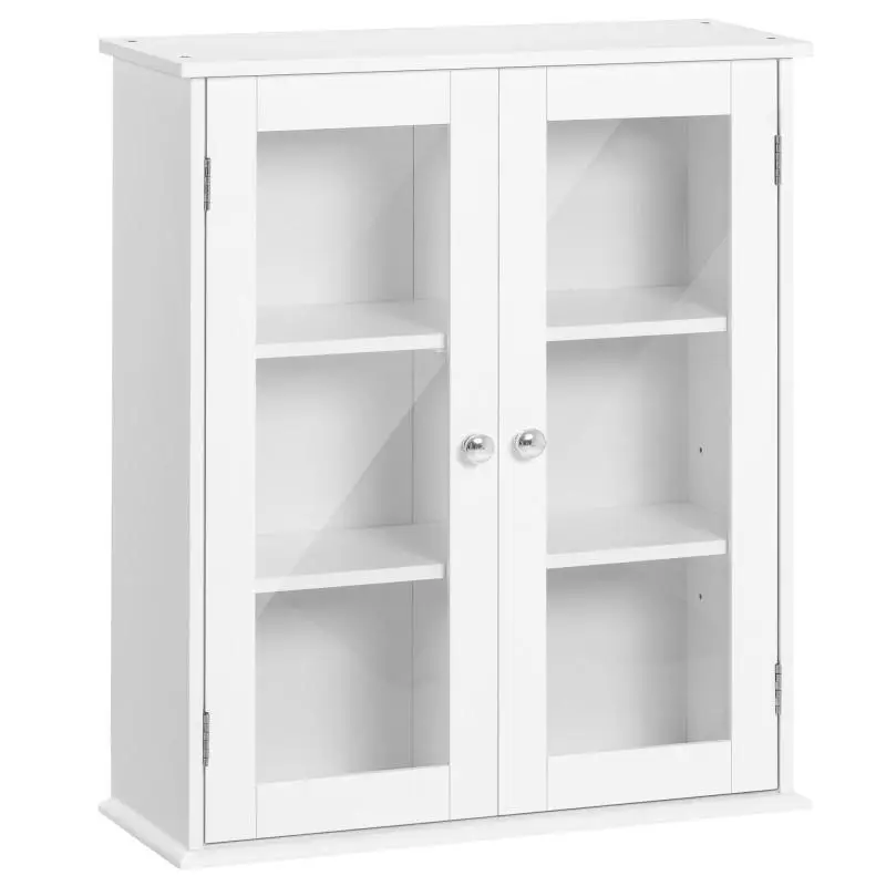 Wall Bathroom Cabinet with 2 Glass Doors
