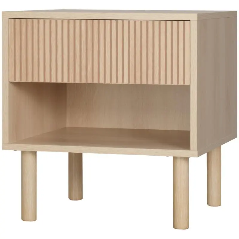 Bedside Table with Drawer and Shelf, 47 cm
