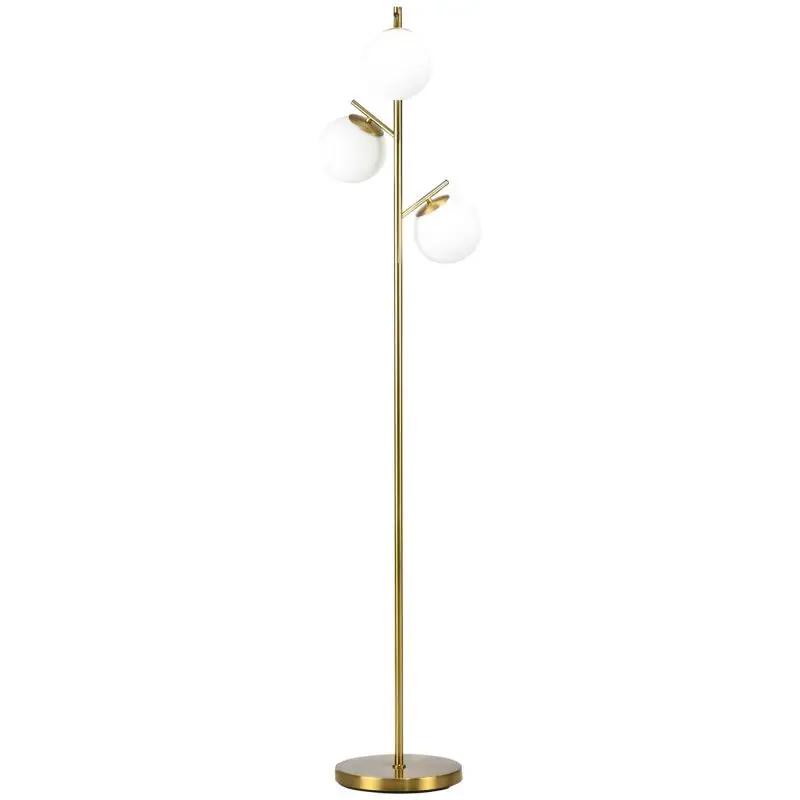 Metal Floor Lamp with 3 Glass Globe Shades