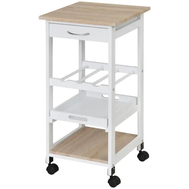 Kitchen Serving Trolley with Tray and Drawer