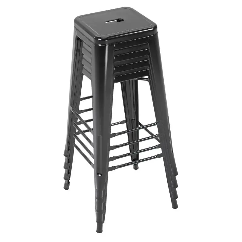 Set of 4 Stackable Bar Stools, Seat Height 76 cm