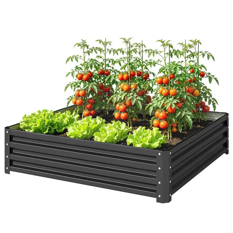 Galvanised Steel Square Garden Planter, 120 cm