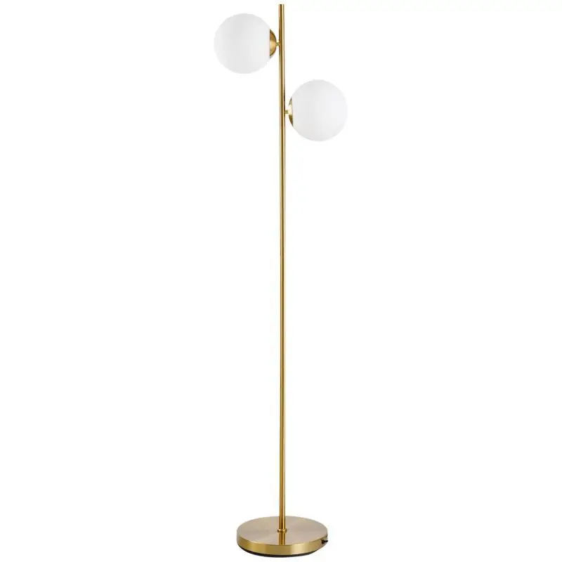 Floor Lamp with 2 Glass Shades, Gold