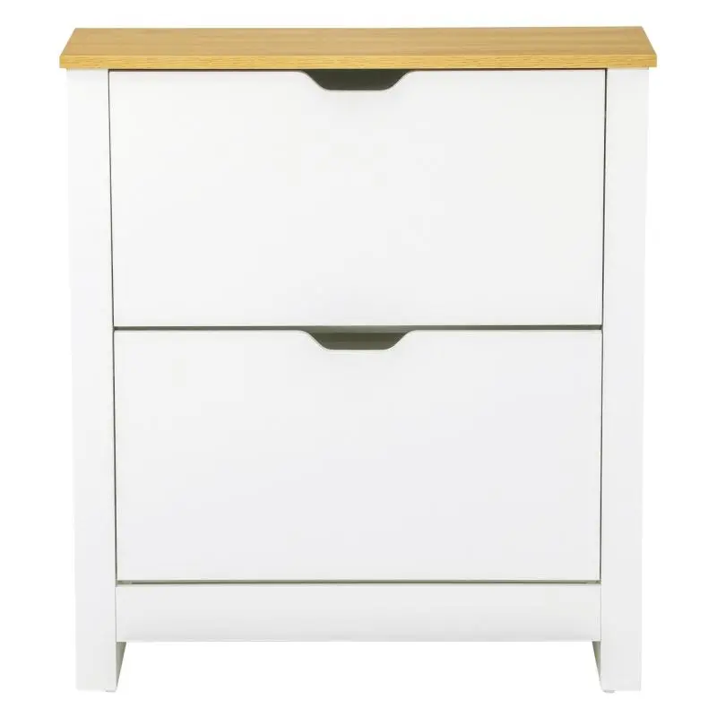 Narrow Shoe Cabinet with 2 Tilt-Out Drawers