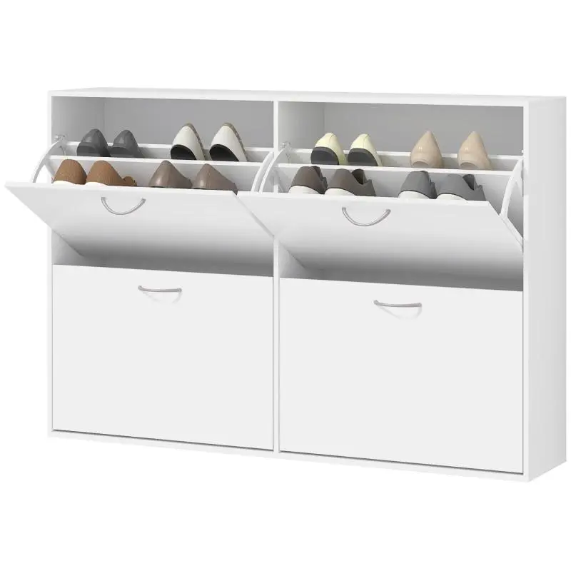 Large Shoe Cabinet, 120 x 24 x 81 cm, White
