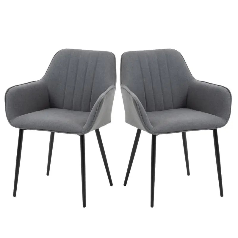 Dining Chairs / Visitor Chairs – Scandinavian Design – Set of 2 – Tapered Black Metal Legs