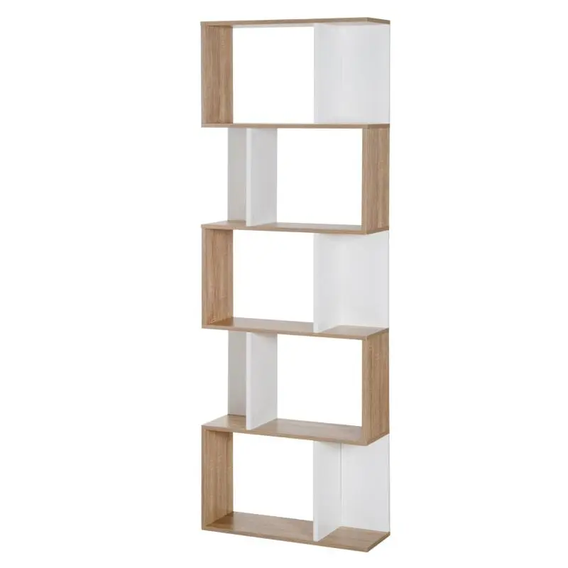 5-Tier S-Shaped Bookcase, 60 x 24 x 184.5 cm