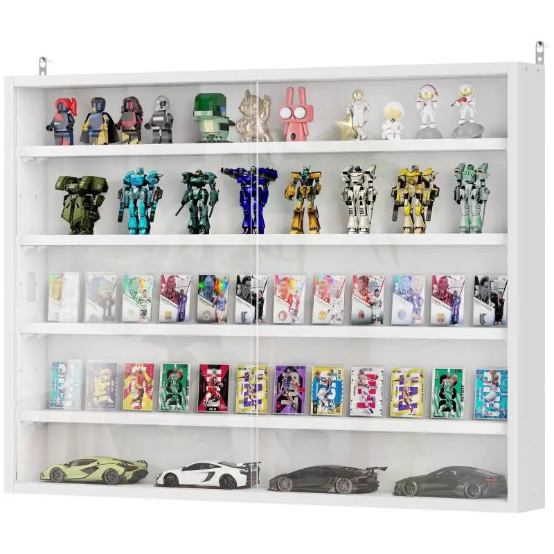 Wall-Mounted Display Cabinet with 2 Sliding Doors