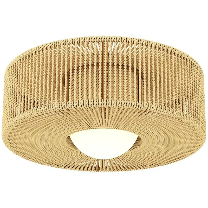 Boho Ceiling Light with Hemp Rope Shade