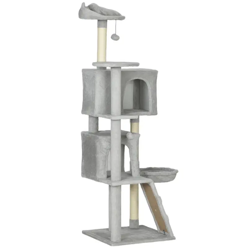 160 cm Cat Scratching Tree with Caves and Hammock