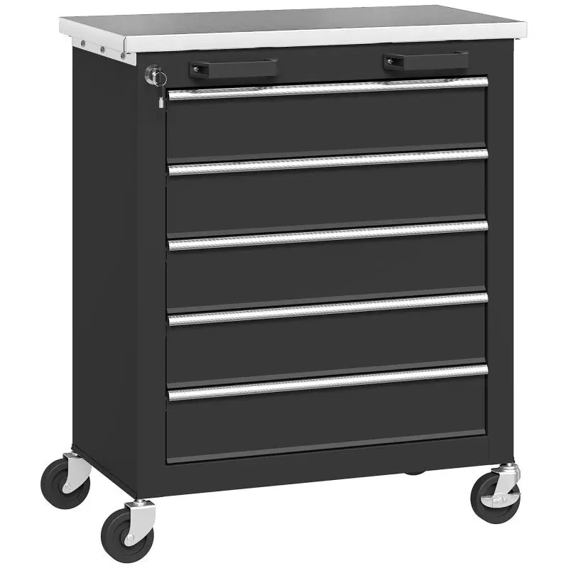 Five-Drawer Tool Cabinet with Castors