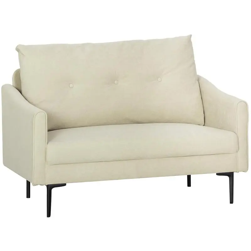 2-Seater Sofa with Foam Padding, Cream White