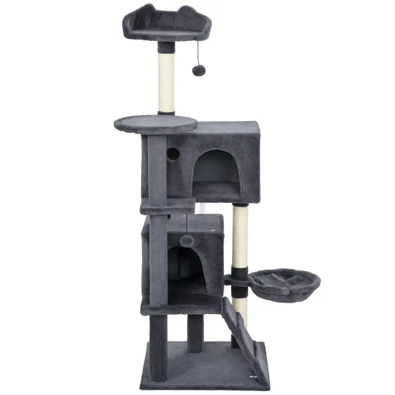 Cat Tree with 2 Cat Houses and Hammock, 140 cm