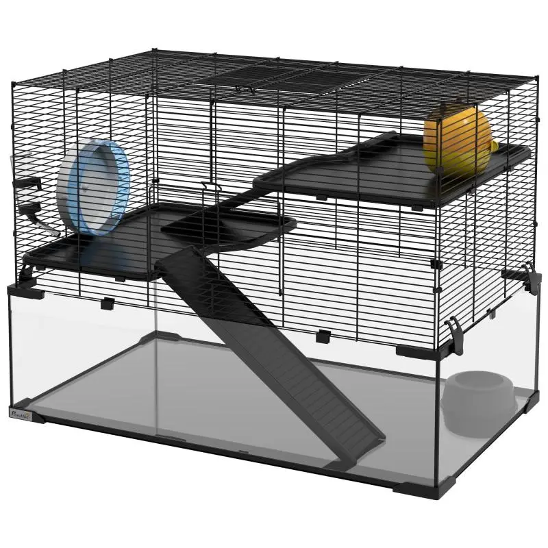 3-Level Hamster Cage with Accessories, 76.5 x 48.5 x 54.5 cm