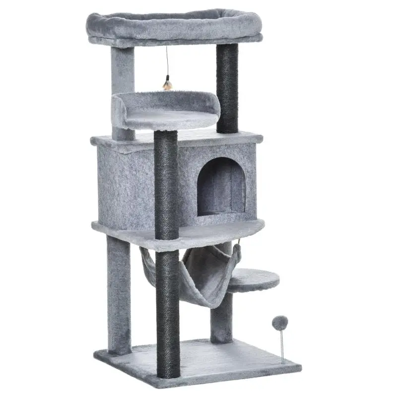 Cat Scratching Tree with House, Bed and Hammock, 107 cm