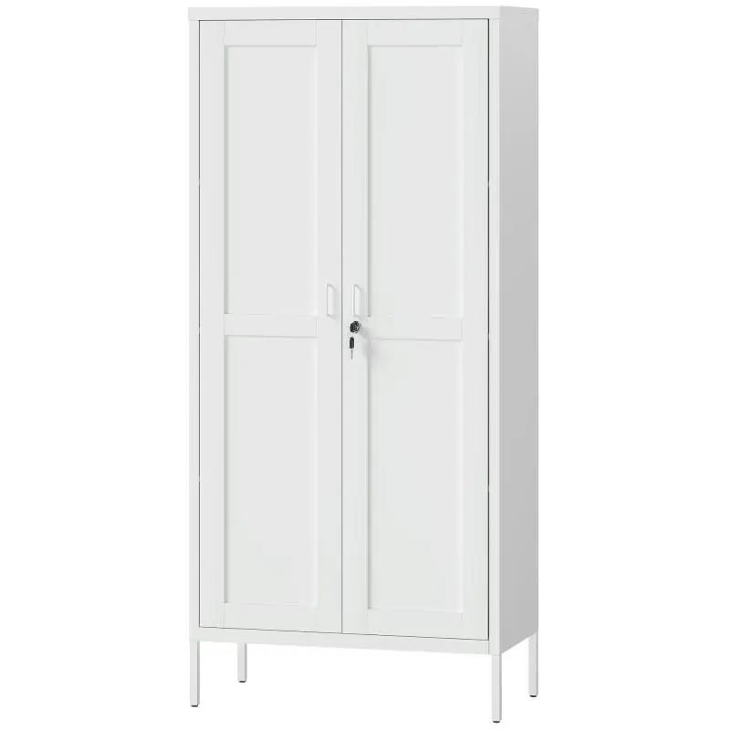 Steel Office Cabinet with 3 Adjustable Shelves, 80 x 40 x 175 cm