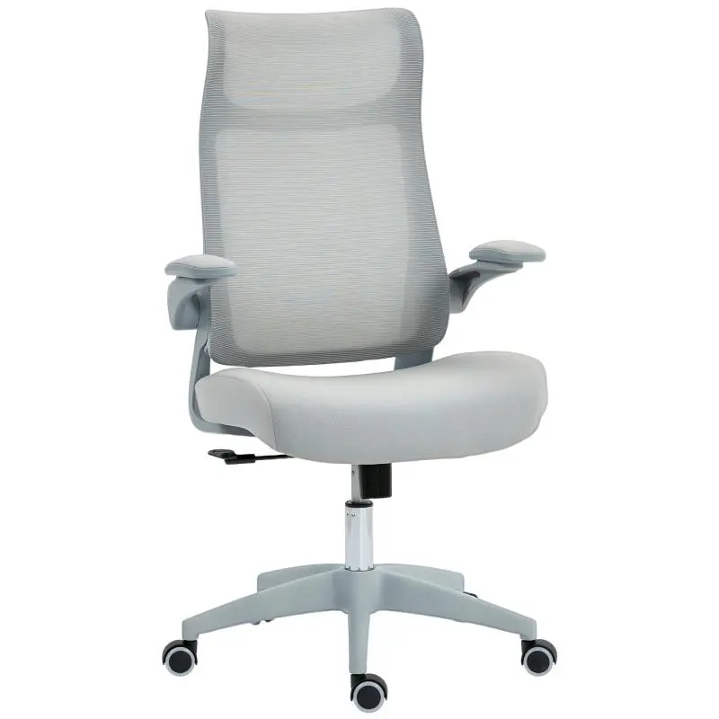 Ergonomic Office Chair with Adjustable Armrests, Mesh Backrest and Headrest, Grey