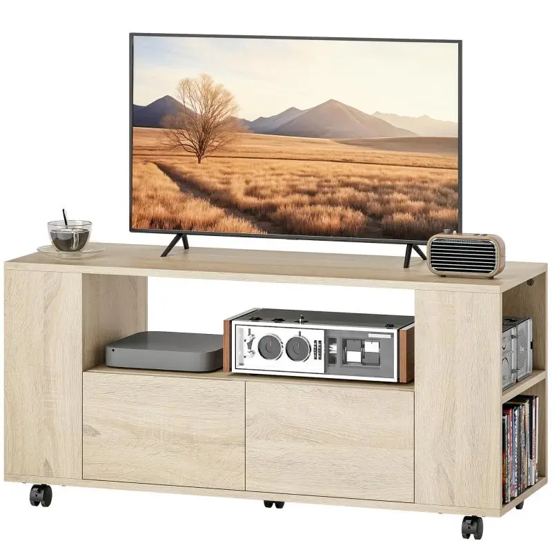 TV Stand with Drawers and Wheels, 102 cm