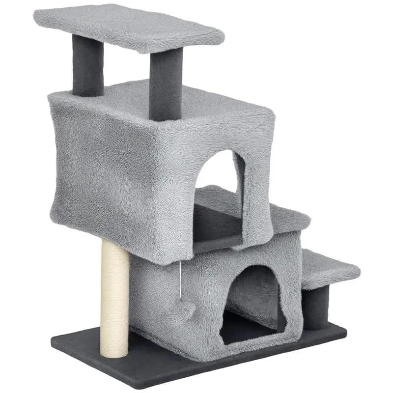 4-Step Height-Adjustable Cat Stairs with 2 Cubbies