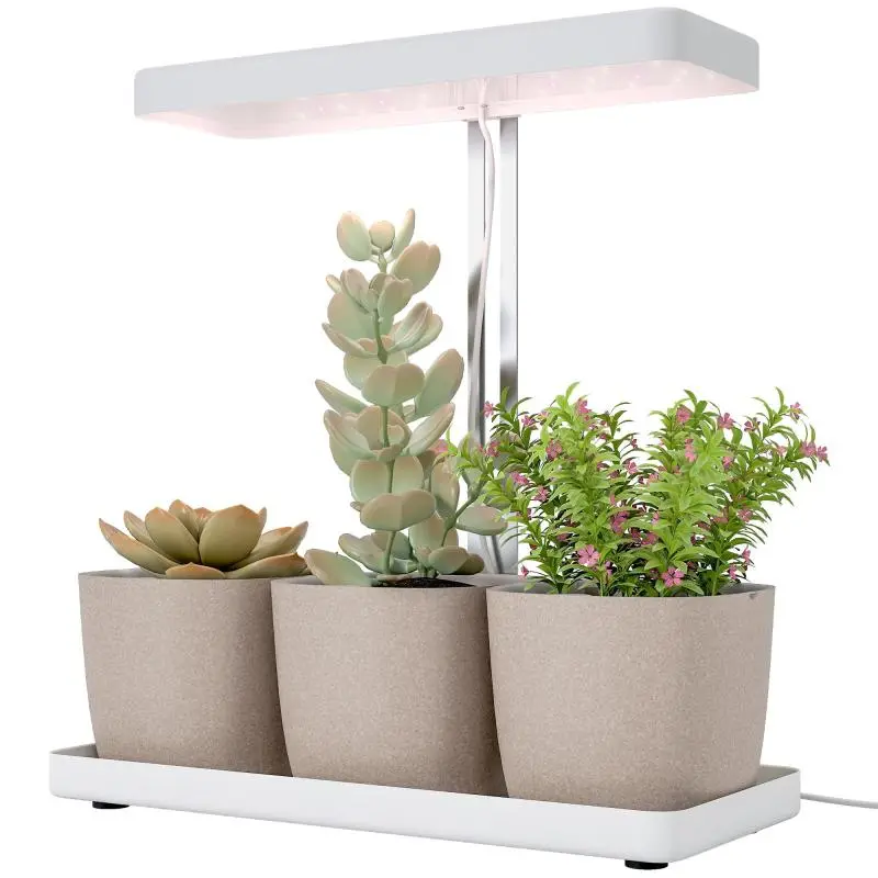 Plant Light with 3 Pots, Timer and Adjustable Height