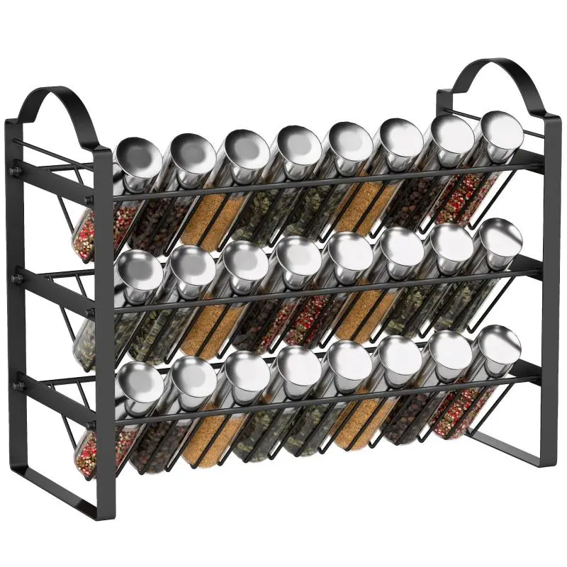 3-Tier Kitchen Spice Rack, Black