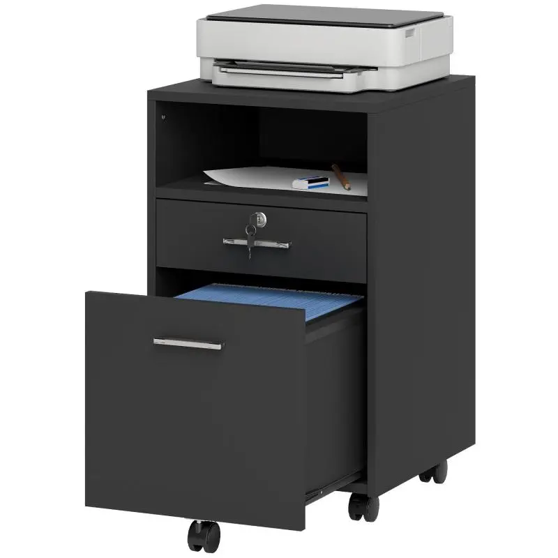 Office Drawer Cabinet with Open Shelf, 65 cm