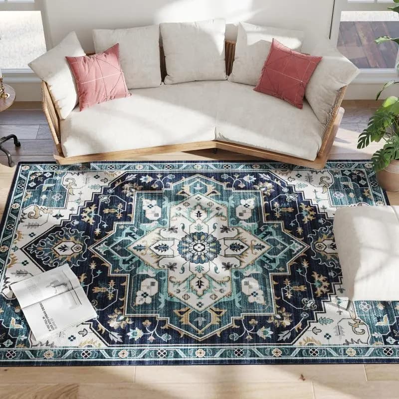 Low-Pile Rug, 230 × 160 cm, Blue