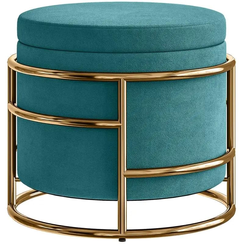 Round Storage Pouf, Ø42 × 39 cm, Green