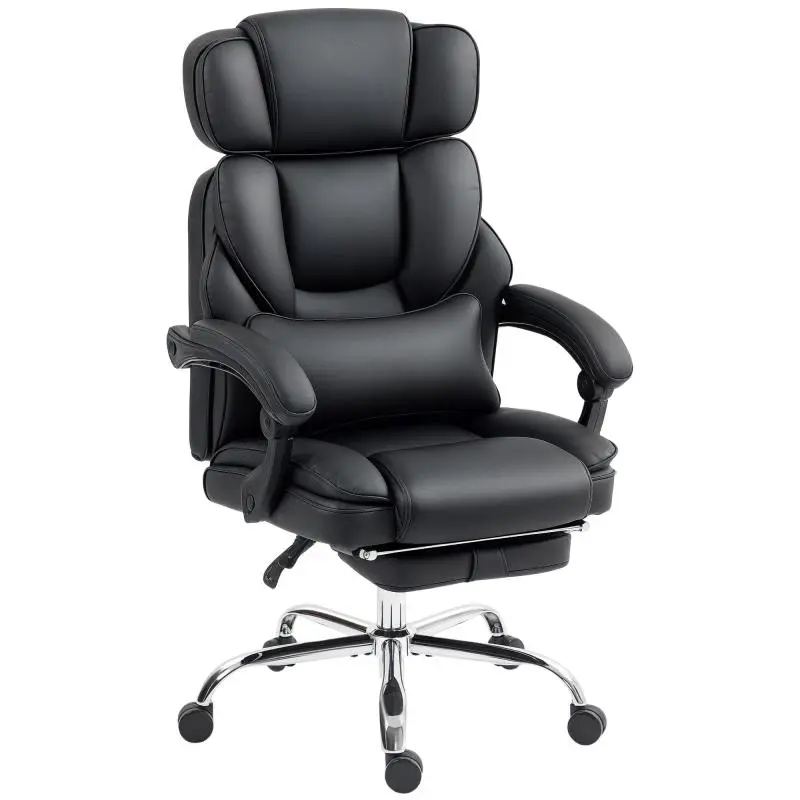 PU Leather Office Chair with Footrest and Lumbar Support