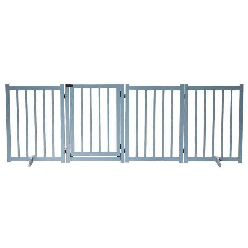 Foldable Wooden Pet Gate with Door, 237.5 cm, Grey