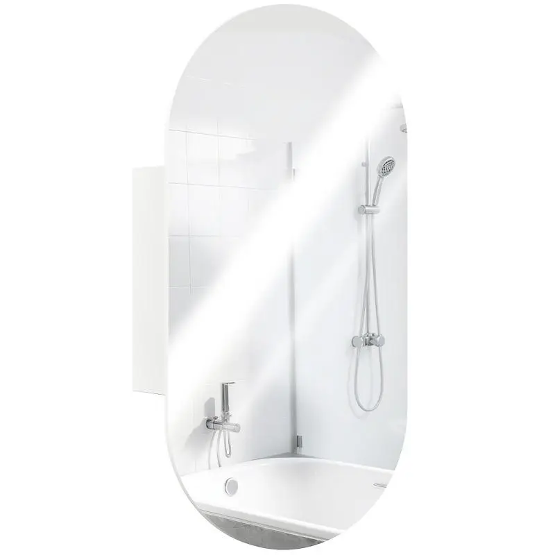 Oval Bathroom Mirror Cabinet with Two Shelves