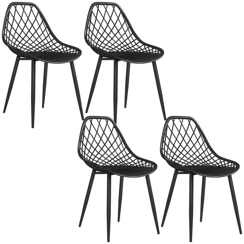 Set of 4 Dining Chairs with Perforated Backrests