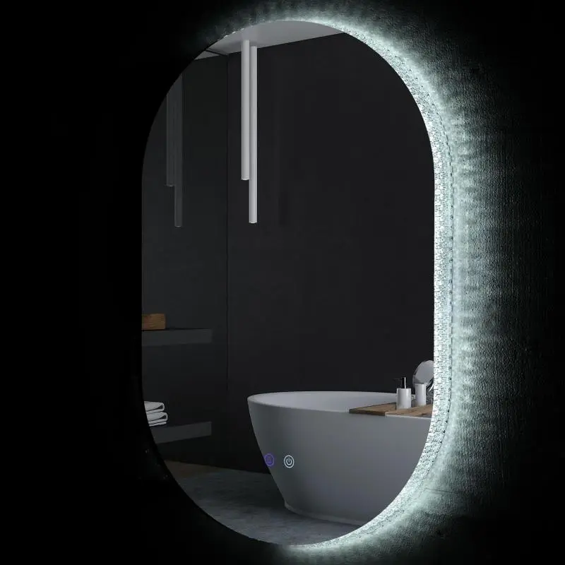 Anti-Fog LED Bathroom Mirror with Adjustable Brightness, Glass and Aluminum, 81x51x4.5 cm