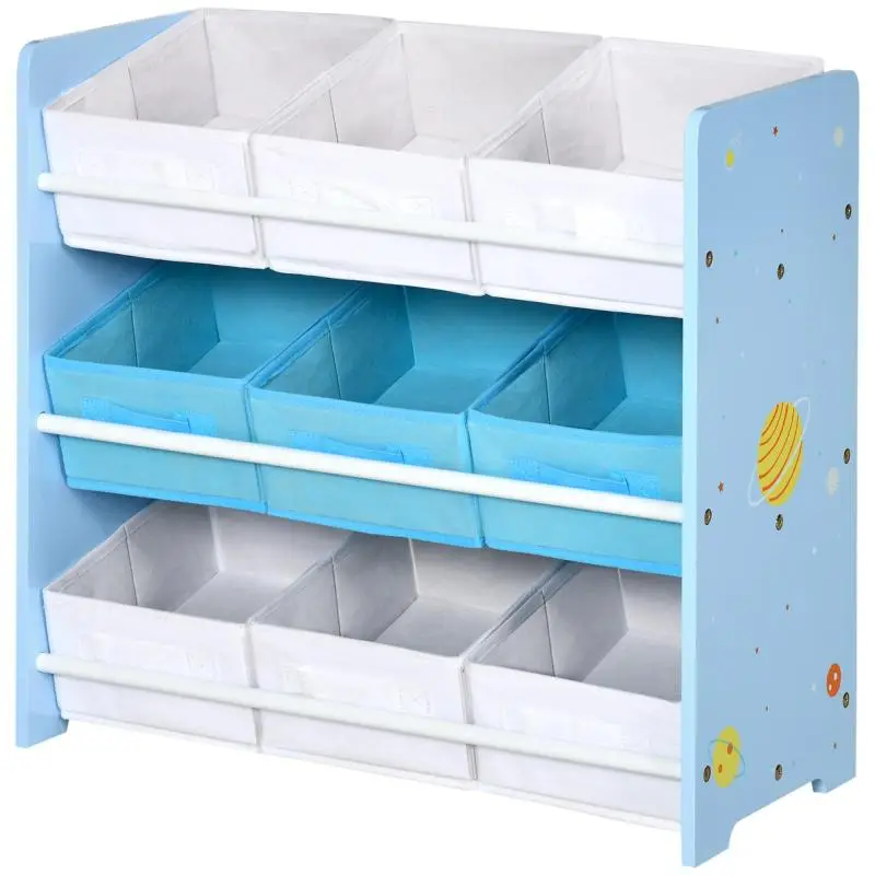 Toy Storage Unit with 9 Bins, Light Blue
