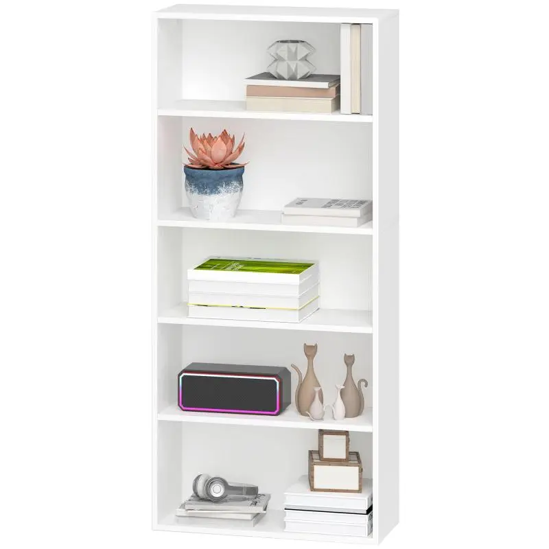 5-Tier Bookcase with 3 Adjustable Shelves, 60 cm
