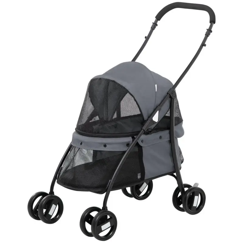 Foldable Dog Stroller with Adjustable Canopy