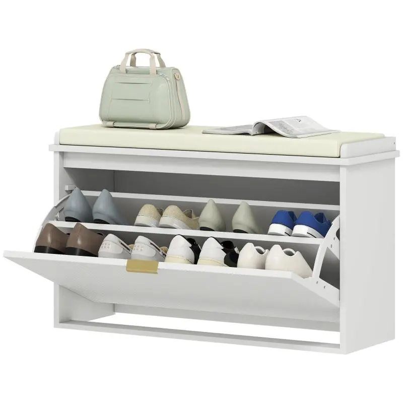 Shoe Rack Bench with Internal Shelf, 80 cm
