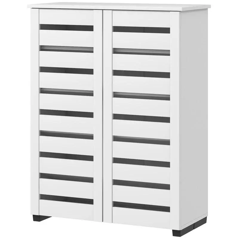 5-Tier Shoe Cabinet with Slatted Doors, 76 cm