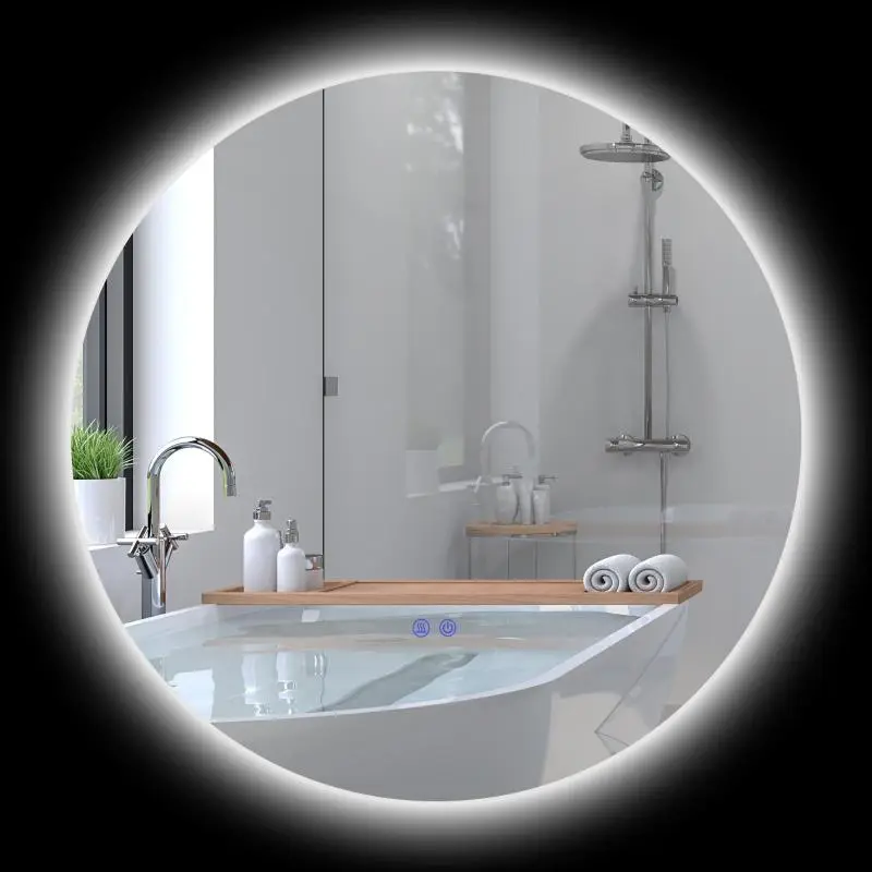 Bathroom Mirror with Dimmable LED Lights, Ø70 cm