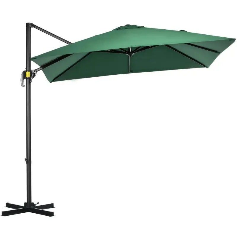 Crank-Operated Garden Parasol, 2.45 x 2.45 m, Green