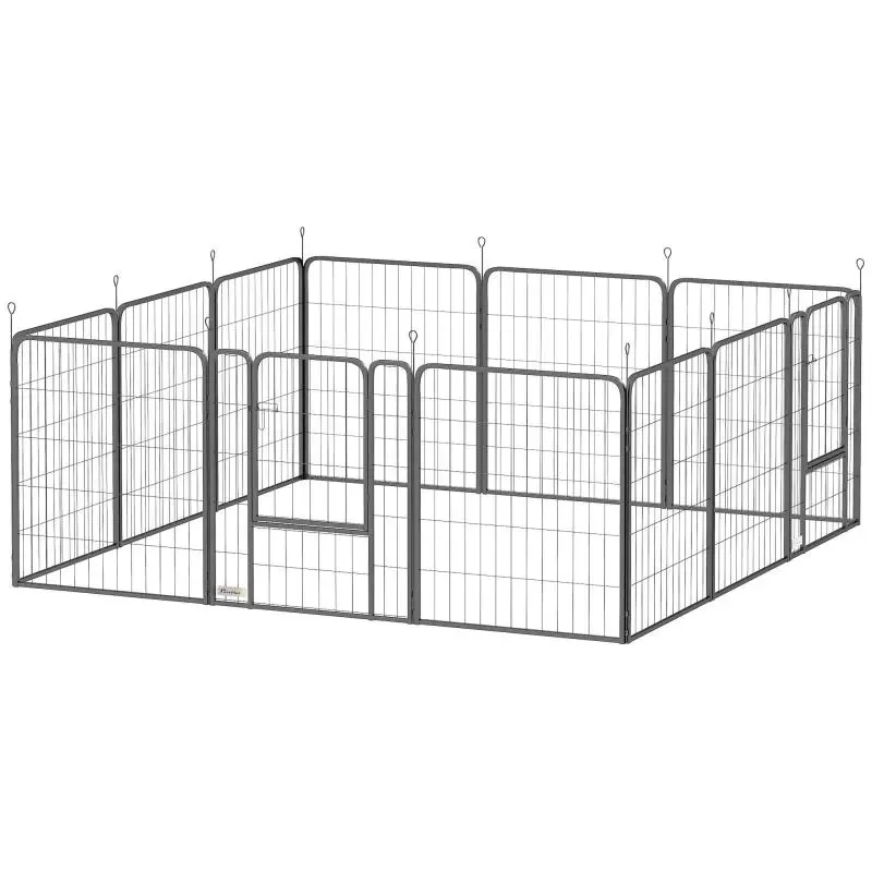 Modular Dog Playpen, 12 Panels, Black