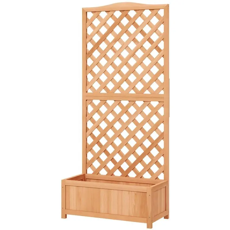 Fir Wood Planter with Trellis, 76 × 36 × 170 cm